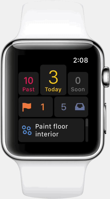 Rotating lower carousel in OmniFocus for Apple Watch