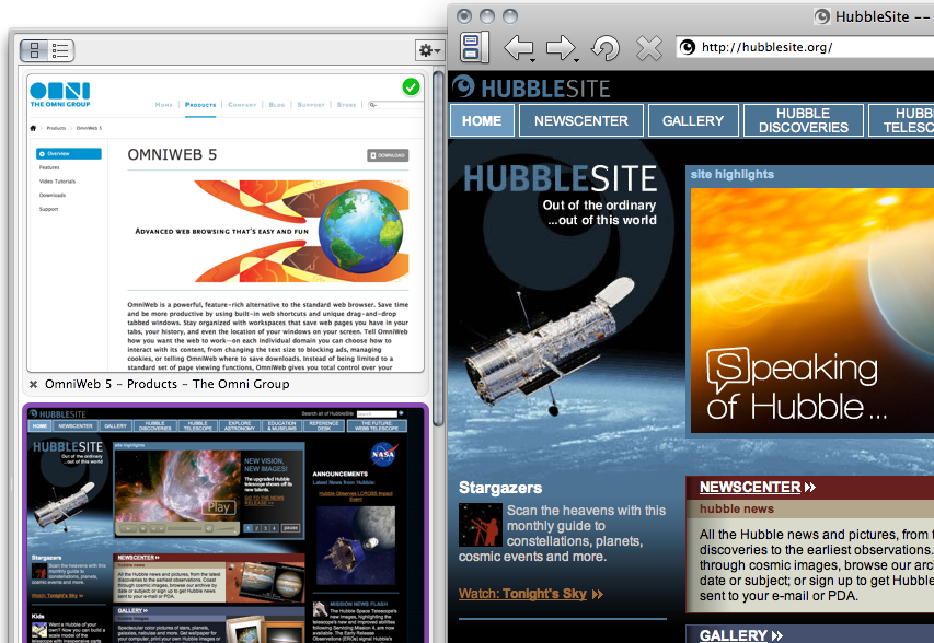 OmniWeb Trình duyệt dành cho Mac feature Tabs OmniWeb Trình duyệt dành cho Mac