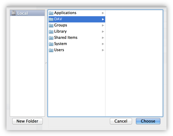 Server: Choose Folder