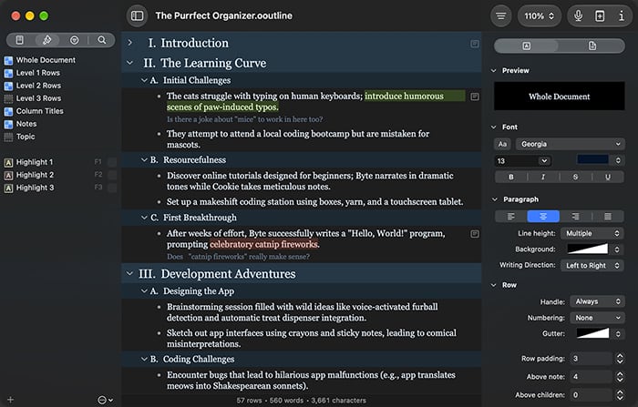 Image of user using OmniOutliner