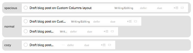 Examples of Custom Columns layout at various widths