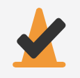 Traffic cone with overlaid checkmark