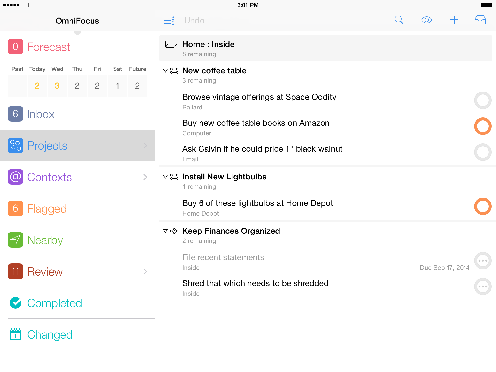 OmniFocus for iPad