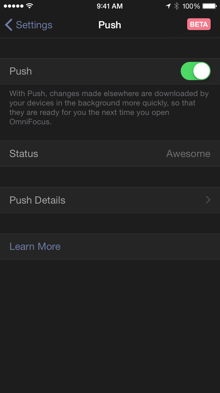 OmniFocus Push Settings