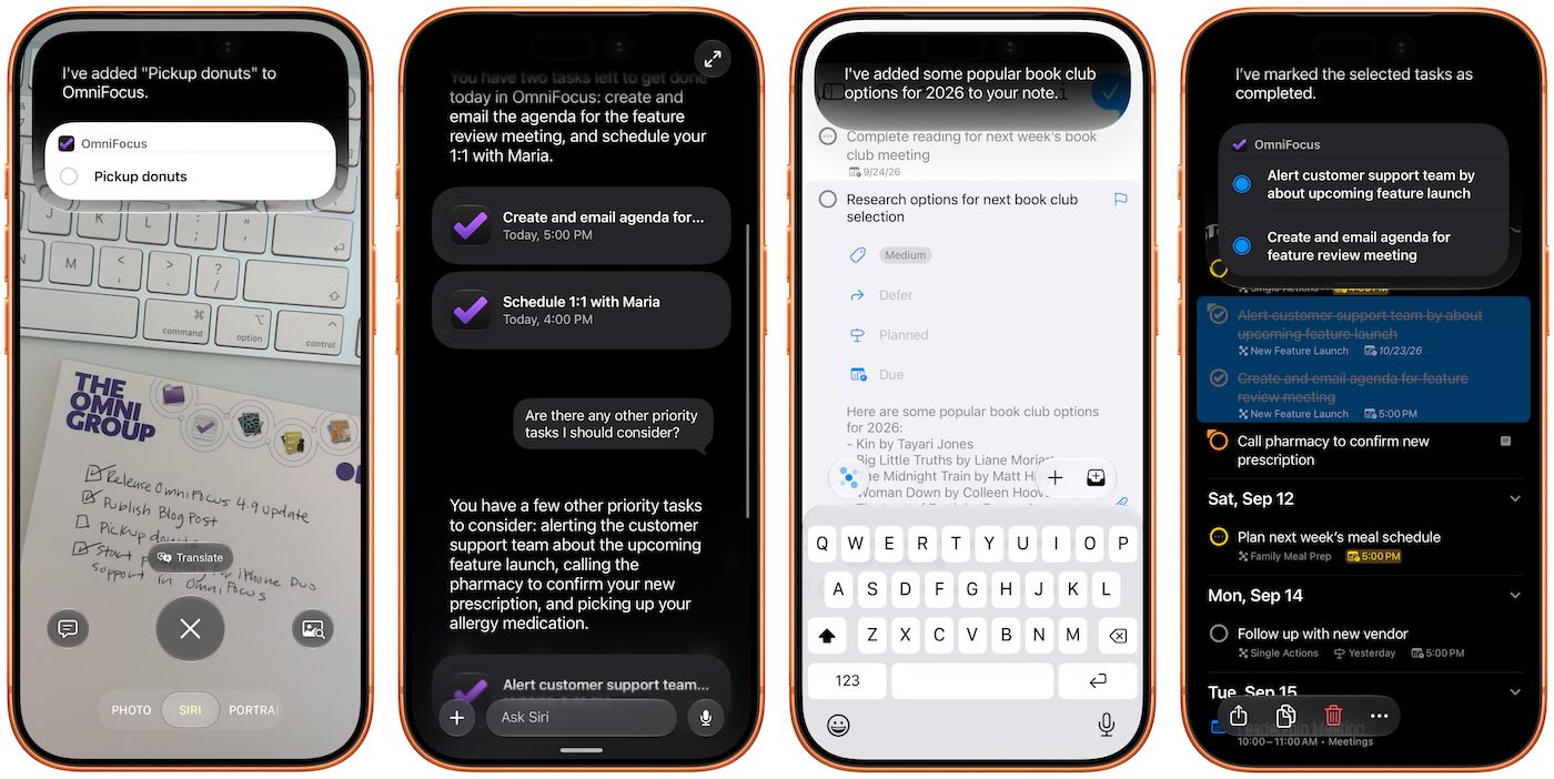 Screenshot: OmniFocus and Siri AI on iOS 27.