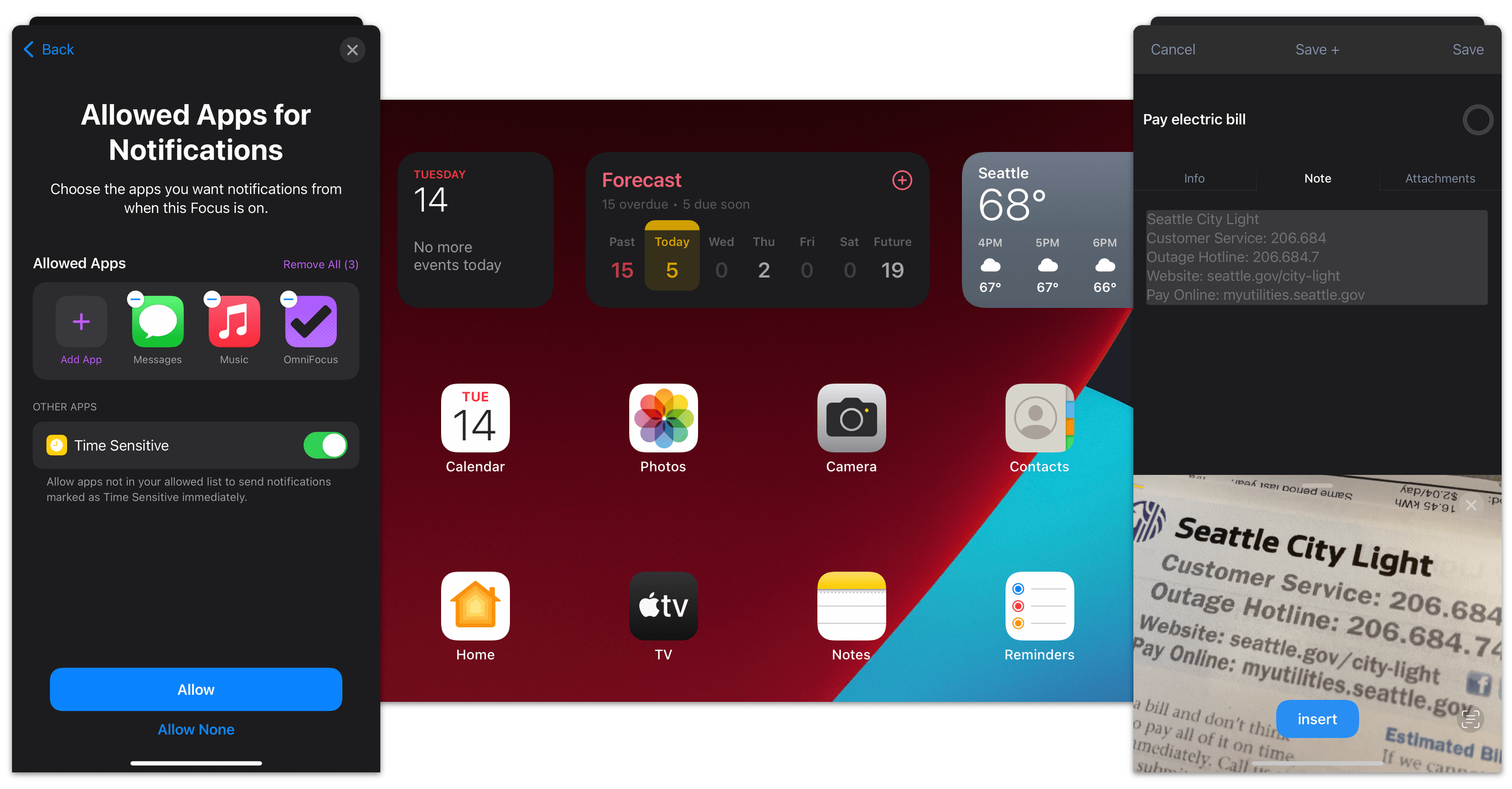 OmniFocus 3 for iOS showcasing compatibility with the features of iOS 15 and iPadOS 15.