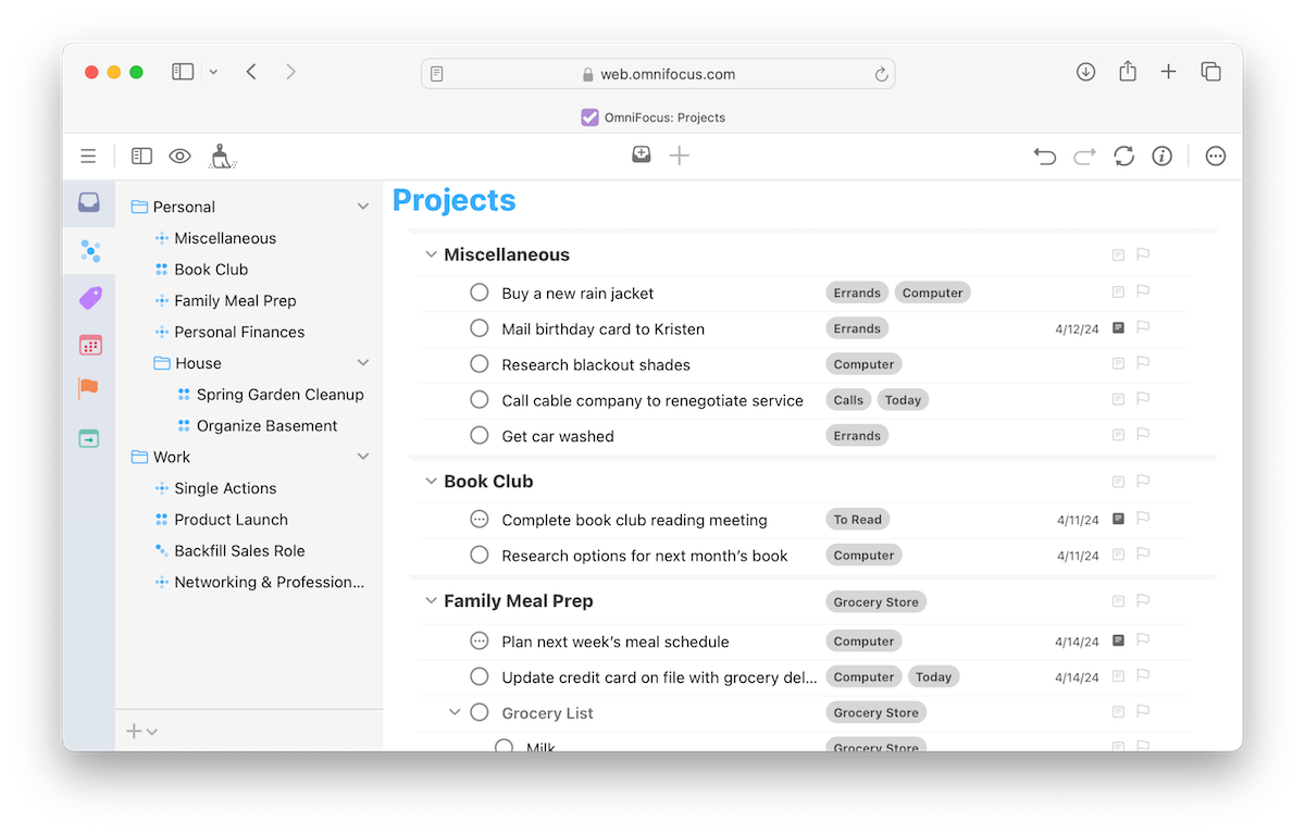 OmniFocus for the Web Screenshot 