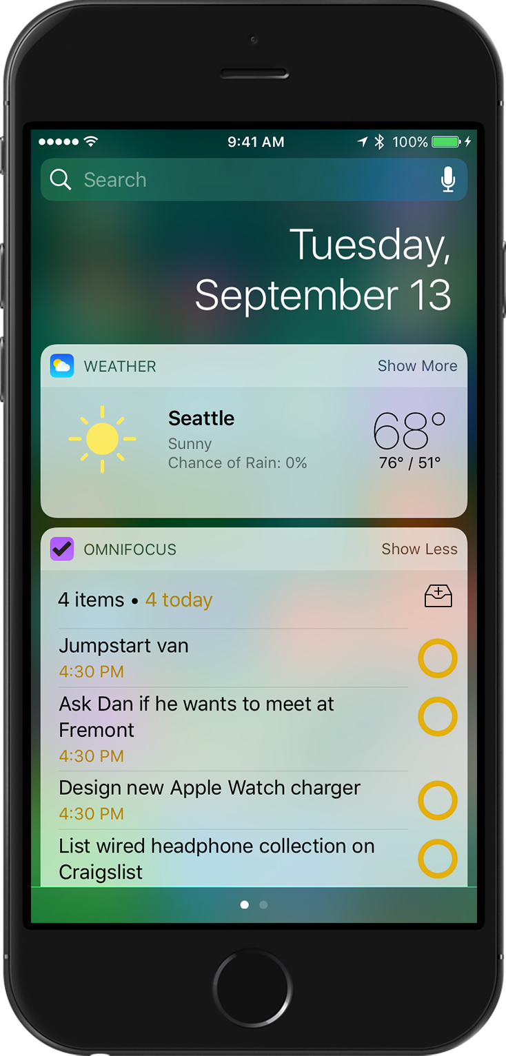 The new Today extension in OmniFocus 2.17