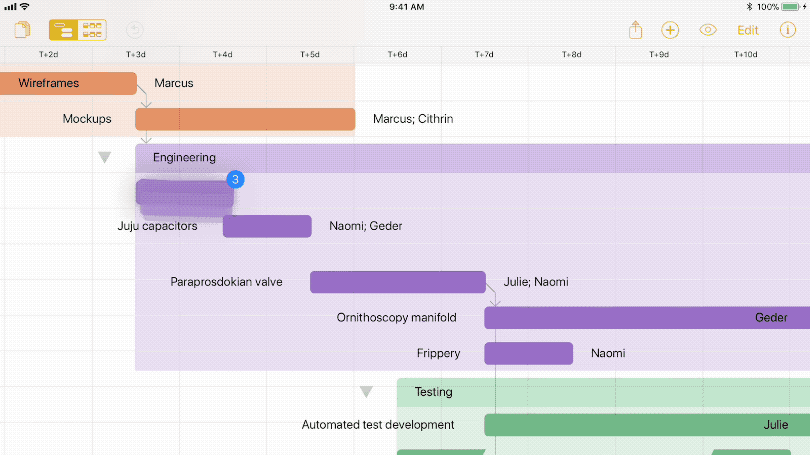 Selecting multiple tasks to throw elsewhere