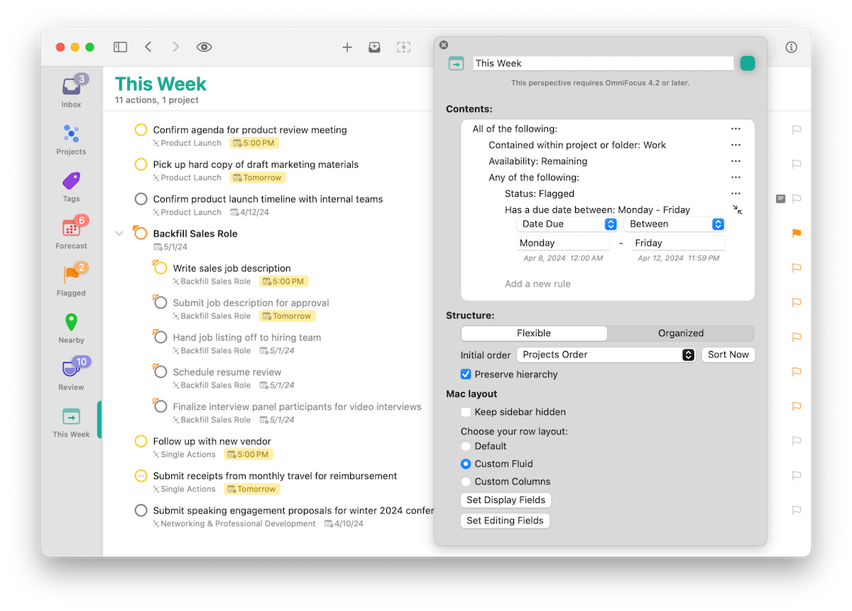 A screenshot showing the new OmniFocus 4.2