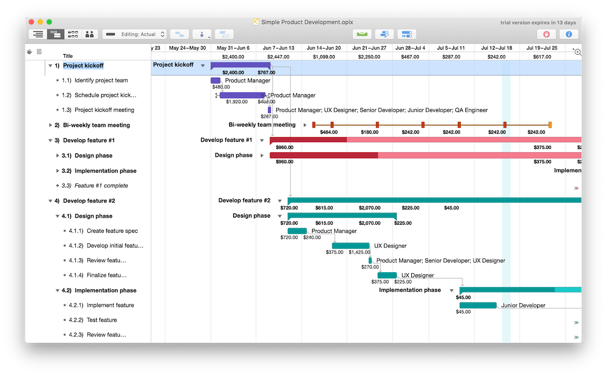 Пример плана проекта Project Manager. Project mac