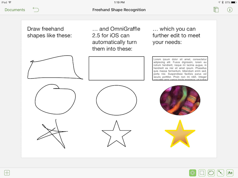 Shape recognition in OmniGraffle for iOS